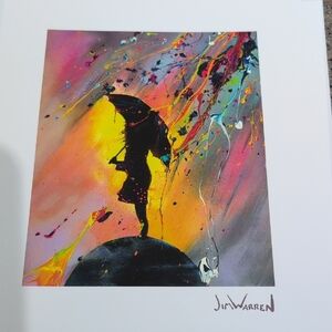 Jim Warren Silhouette Umbrella Art Print